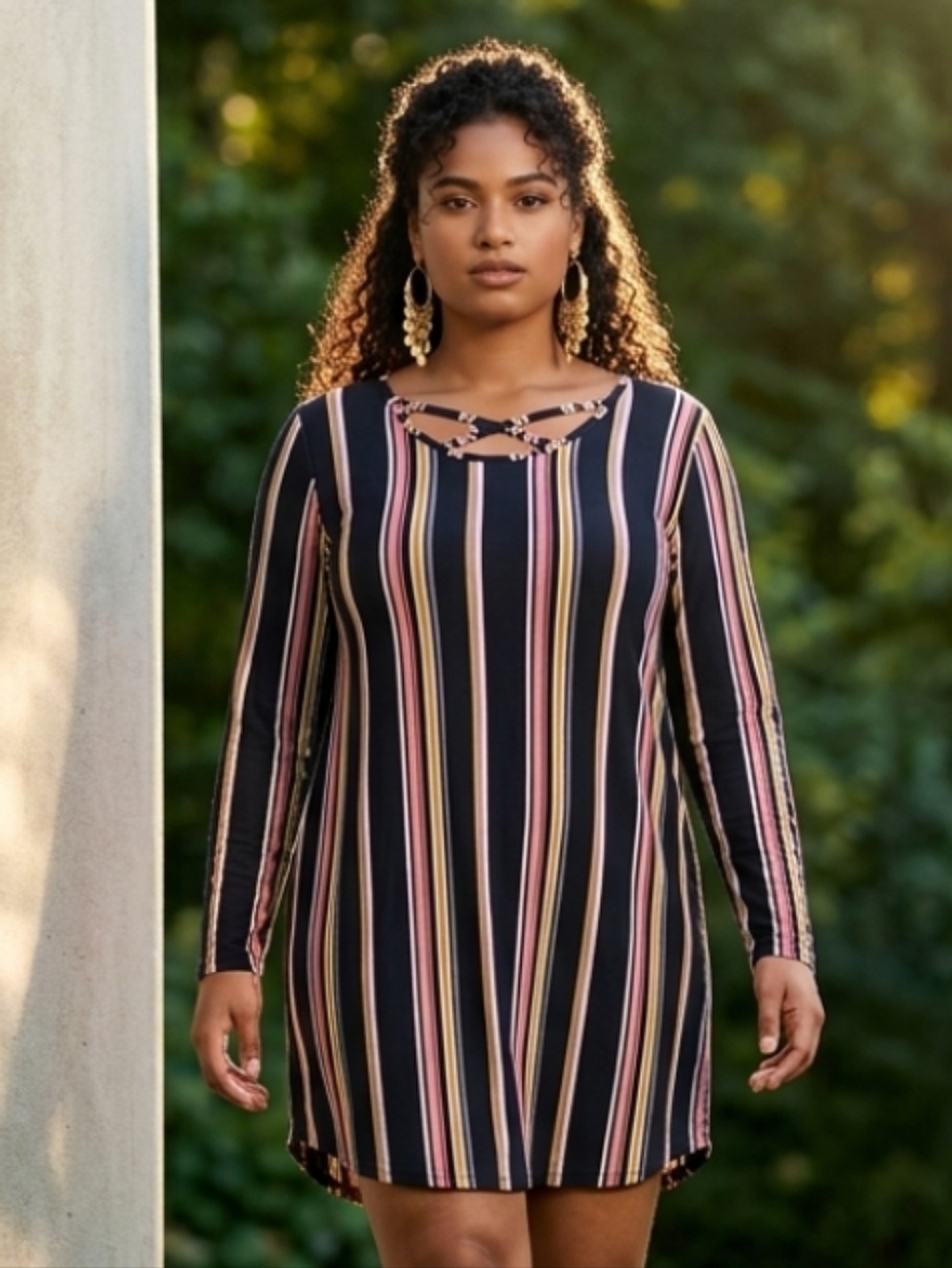 No Boundries Striped Long Sleeve Dress Size 3X